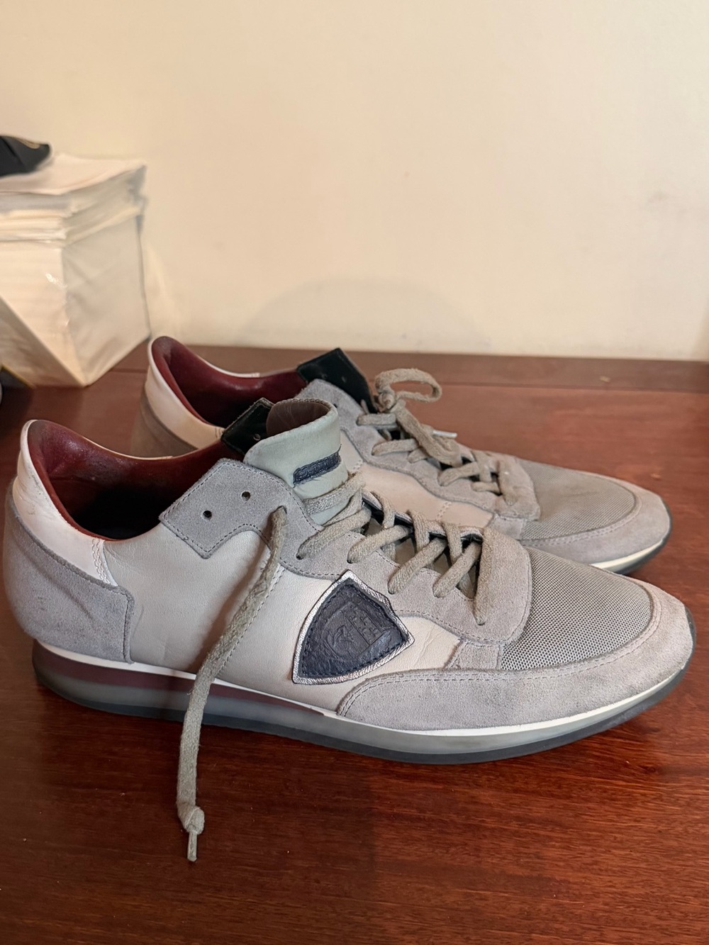 Philippe Model Gray Suede Leather & Mesh Sneakers